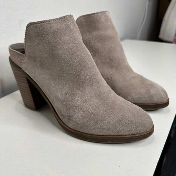 Dolce Vita Gray Selene Suede Almond toe Slide On Mule Bootie Block Heels 7.5 - Picture 7 of 15